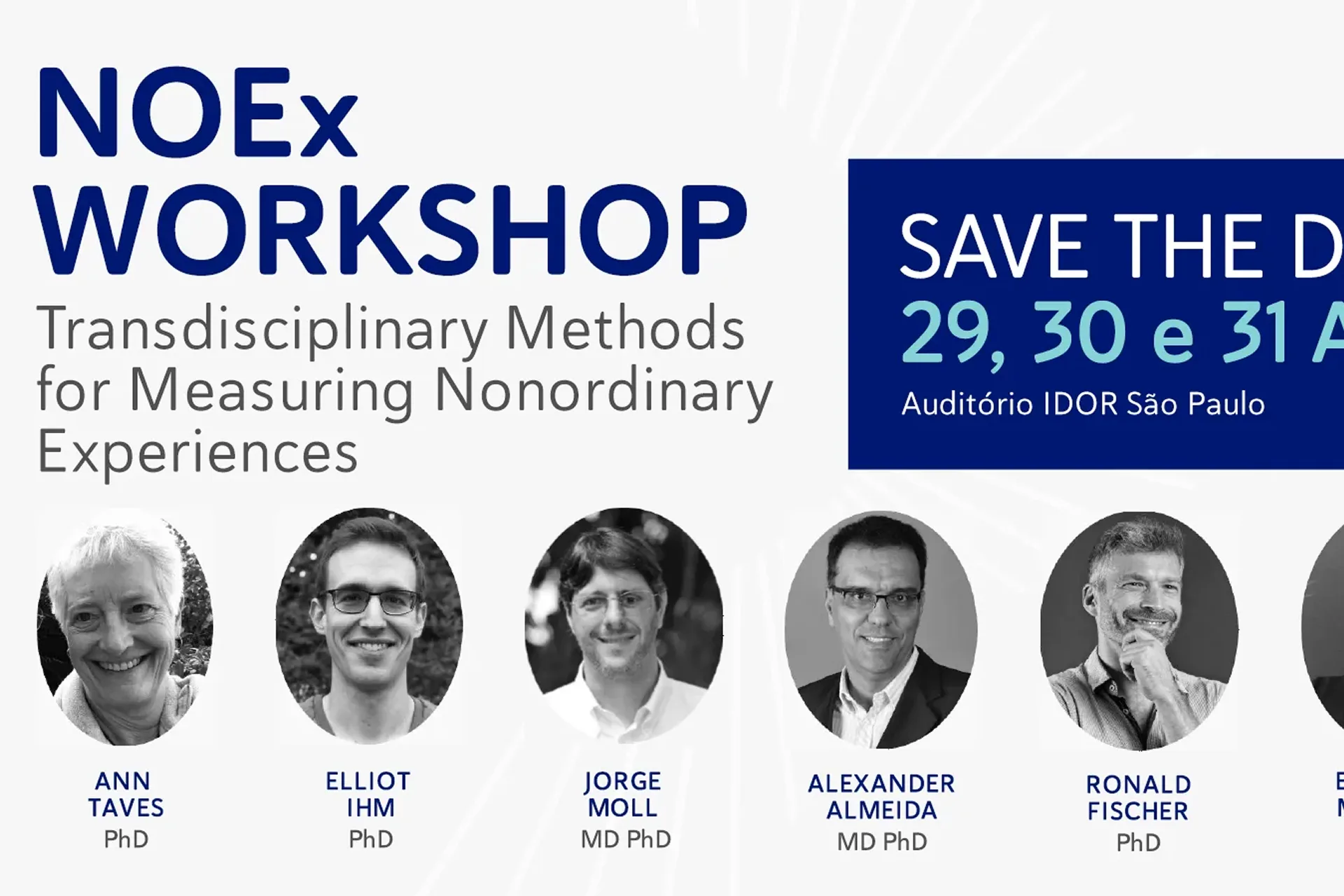 De 29 a 31 de agosto, "NOEx Workshop" discute como mensurar experiências não ordinárias